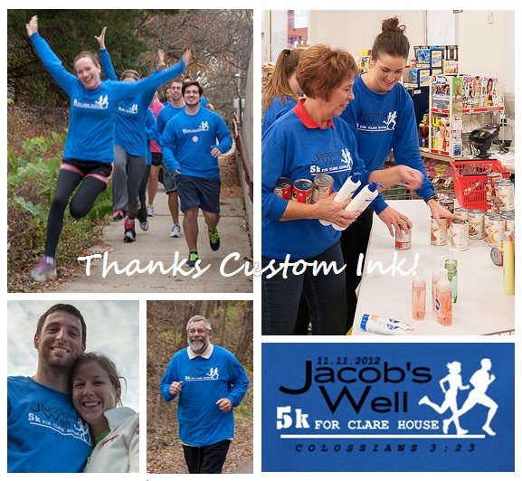 Custom TShirts for Jacob's Well 5k For Clare House Food Pantry Shirt